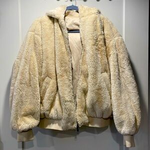 ZARA TRF faux fur reversible hooded bomber XS